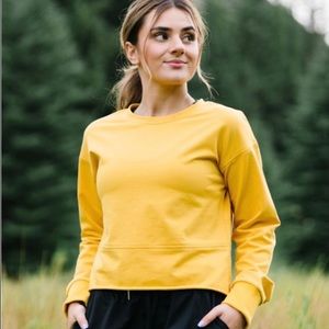 Zyia Mustard Cutoff Crewneck Sweatshirt
